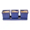 Blue Ceramic Small Planters, Set of 3
