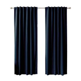 2 Panel 84"L x 52"W Navy Nautical Anchors Window Curtain Set