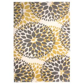 3x5 Grey Yellow Floral Woven Area Rug