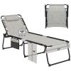 Oversized Patio Chaise Lounge, 27" Wide 4-Position Adjustable Backrest Folding Tanning Chair-Gray