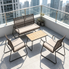 4 Pieces Patio Furniture Set Acacia Wood Coffee Table And Zippered Cushions Outdoor Living Space Seating Group
