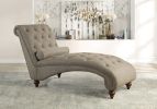 Chaise Button-Tufted Chair with Bolster Pillow