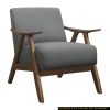 Gray Fabric Accent Chair, Walnut Wood Finish