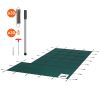 Inground Pool Safety Cover, 20 ft x 38 ft Rectangular Winter Pool Cover with Right Step, Triple Stitched, High Strength Mesh PP Material