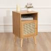 Rattan Door Nightstand, Wood