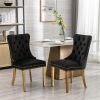 Tufted Velvet Dining Chair, Gold Steel Legs