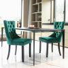 Tufted Velvet Dining Chair, Green, Set of 2