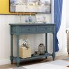 Traditional Console Table with Drawers, Navy
