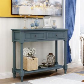 Traditional Console Table with Drawers, Navy