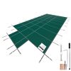 Pool Safety Cover Fits18x36ft Inground Safety Pool Cover Green Mesh with 4x8ft Center End Steps Solid Pool Safety Cover for Swimming Pool Winter