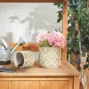 Gold White Cement Flower Pots, Set of 2