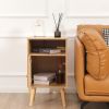Rattan Door Nightstand, Wood