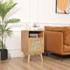 Rattan Door Nightstand, Wood