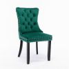 Tufted Velvet Dining Chair, Green, Set of 2