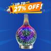 3D Fireworks Glass Vase Essential Oil Diffuser with LED Night Light
