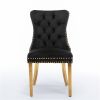 Tufted Velvet Dining Chair, Gold Steel Legs