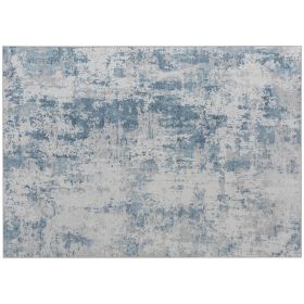 4x6 Modern Abstract Washable Rug, Blue