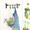 1pc Solid Heavy Duty Cast Iron Wall Mount with 4 Removable Large Utility Hooks,for Home Kitchen Garden Garage Bathroom