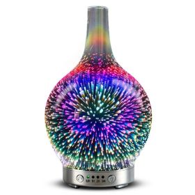 3D Fireworks Glass Vase Essential Oil Diffuser with LED Night Light