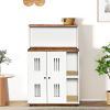Litter Box Enclosure for 2 Cats,Hidden cat furniture, double litter cabinet, can be used as side cabinet, wash bathroom