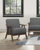 Gray Fabric Accent Chair, Walnut Wood Finish