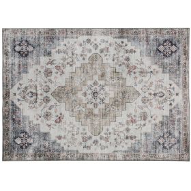 4x6 Vintage Washable Rug, Brown & Green