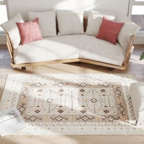 4x6 Boho Flannel Washable Rug, Brown