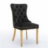 Tufted Velvet Dining Chair, Gold Steel Legs