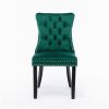 Tufted Velvet Dining Chair, Green, Set of 2