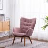 Leiria Velvet Tufted Accent Chair with Ottoman, Mauve