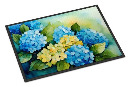 Hydrangeas Watercolor Welcome Doormat