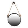 Round Mirror with Grey Metal Rope Frame
