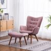 Leiria Velvet Tufted Accent Chair with Ottoman, Mauve