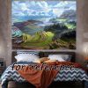 Terraced Field Landscape Wall Tapestry, 43x59in