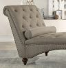 Chaise Button-Tufted Chair with Bolster Pillow