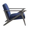Retro Velvet Accent Chair, Blue, Antique Gray Finish