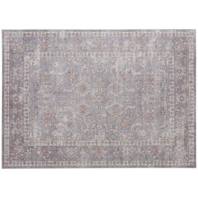 4x6 Traditional Flower Print Rug, Grey & Brown