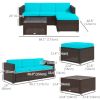 Patio Furniture w/ Soft Cushions, Corner Sofa Sets, Turquoise