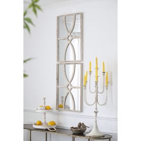 Distressed White Wood Wall Mirror Set of 2