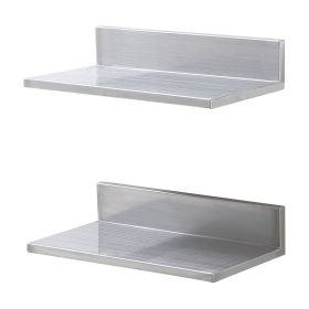 8.6x16in Stainless Steel Wall Shelf with Backsplash