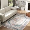 4x6 Vintage Washable Rug, Brown & Blue