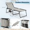 Oversized Patio Chaise Lounge, 27" Wide 4-Position Adjustable Backrest Folding Tanning Chair-Gray