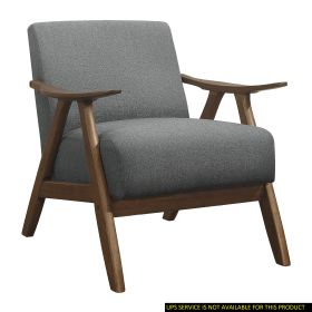 Gray Fabric Accent Chair, Walnut Wood Finish