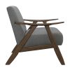 Gray Fabric Accent Chair, Walnut Wood Finish