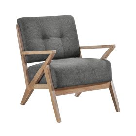 Tufted Back Accent Chair, Dark Gray, Antique Finish