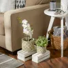 Gold White Cement Flower Pots, Set of 2