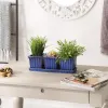 Blue Ceramic Small Planters, Set of 3