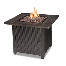 30in Bronze Propane Fire Pit with Lava Rocks