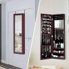 2-in-1 Dark Brown Full Length Mirror Jewelry Organizer