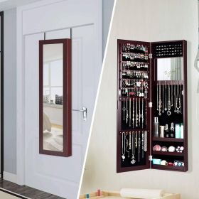 2-in-1 Dark Brown Full Length Mirror Jewelry Organizer